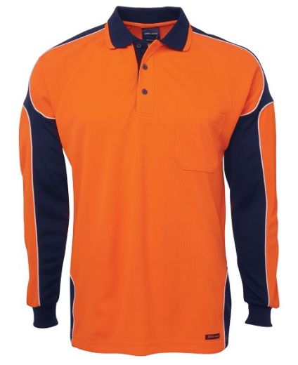 Picture of JB's Hi Vis Arm Panel Polo Shirt Long Sleeve 100% Polyester 2 Tone