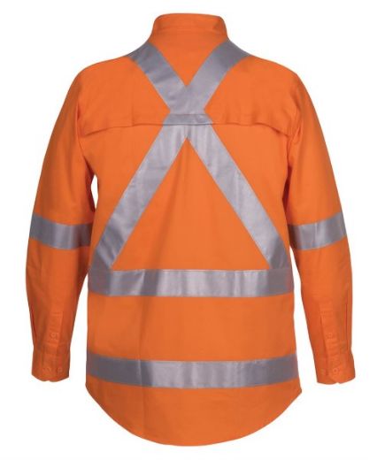 Picture of JB's Hi Vis Shirt Cotton Drill Long Sleeve Cross Back Orange
