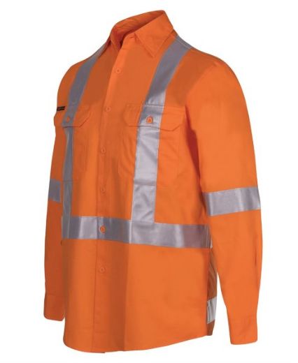 Picture of JB's Hi Vis Shirt Cotton Drill Long Sleeve Cross Back Orange