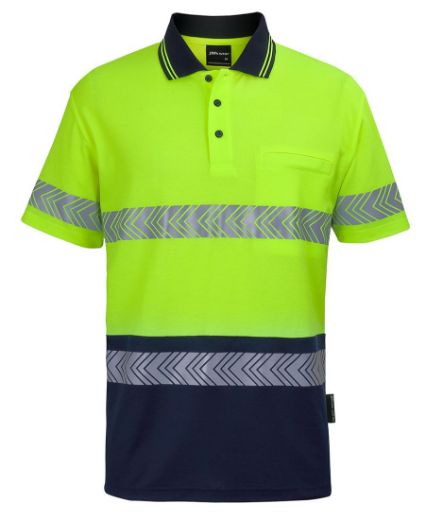 Picture of JB's Hi Vis Cotton Back Short Sleeve Polo Shirt with Segmented Reflective Tape