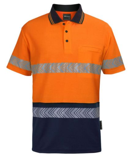 Picture of JB's Hi Vis Cotton Back Short Sleeve Polo Shirt with Segmented Reflective Tape