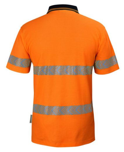 Picture of JB's Hi Vis Cotton Back Short Sleeve Polo Shirt with Segmented Reflective Tape