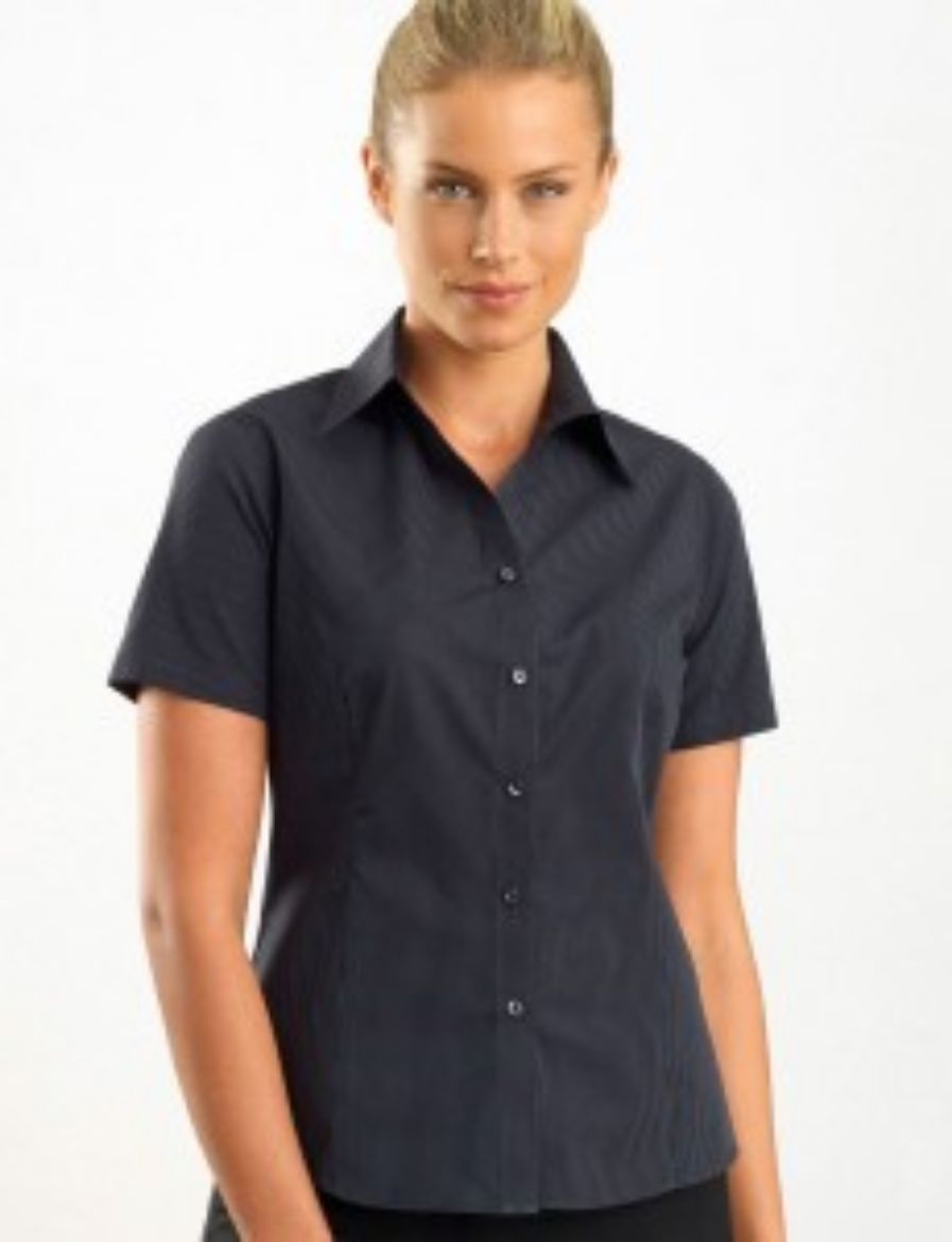 Picture of John Kevin Ladies Blouse Short Sleeve Charcoal 60% Cotton 40% Polyester