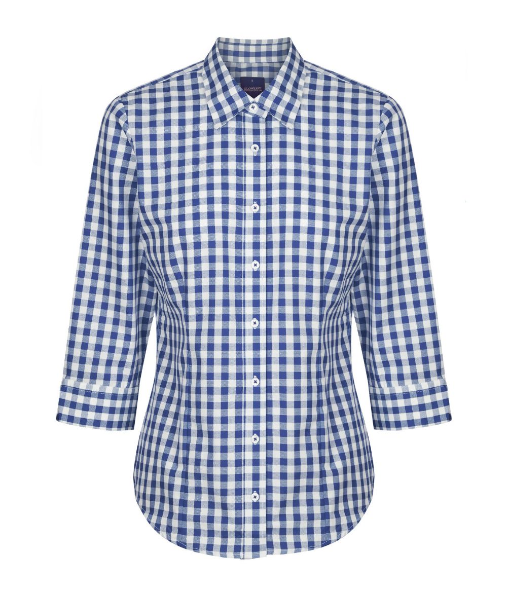 Picture of Gloweave Ladies Degraves Royal Oxford Check 3/4 Sleeve Shirt