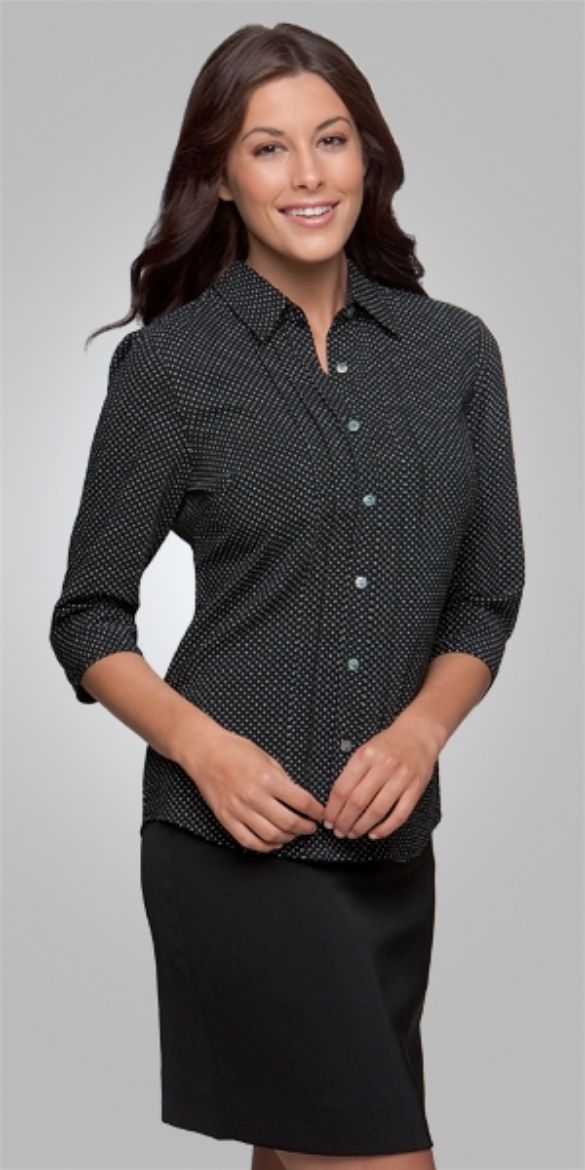 Picture of City Collection Ladies Blouse City Stretch Spot 3/4 Sleeve