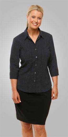 Picture of City Collection Ladies Blouse City Stretch Spot 3/4 Sleeve