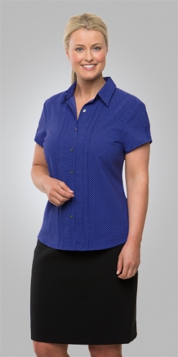 Picture of City Collection Ladies Blouse City Stretch Spot Short Sleeve