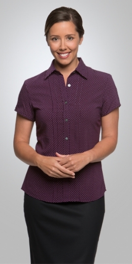 Picture of City Collection Ladies Blouse City Stretch Spot Short Sleeve
