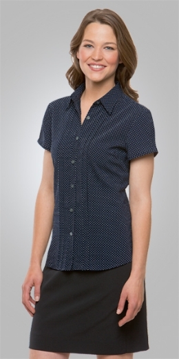 Picture of City Collection Ladies Blouse City Stretch Spot Short Sleeve