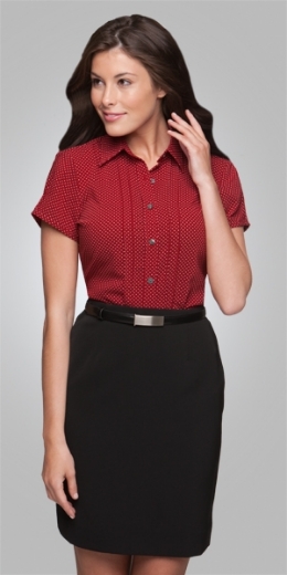 Picture of City Collection Ladies Blouse City Stretch Spot Short Sleeve