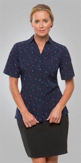 Picture of City Collection Ladies Blouse Drift Print Short Sleeve