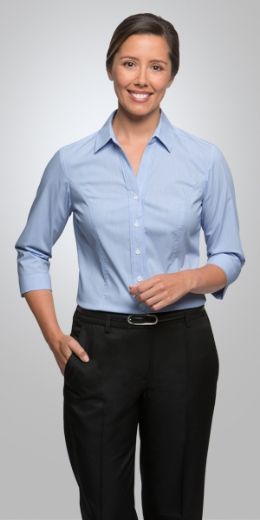 Picture of City Collection Ladies City Stretch Pinfeather Shirt 3/4 Sleeve