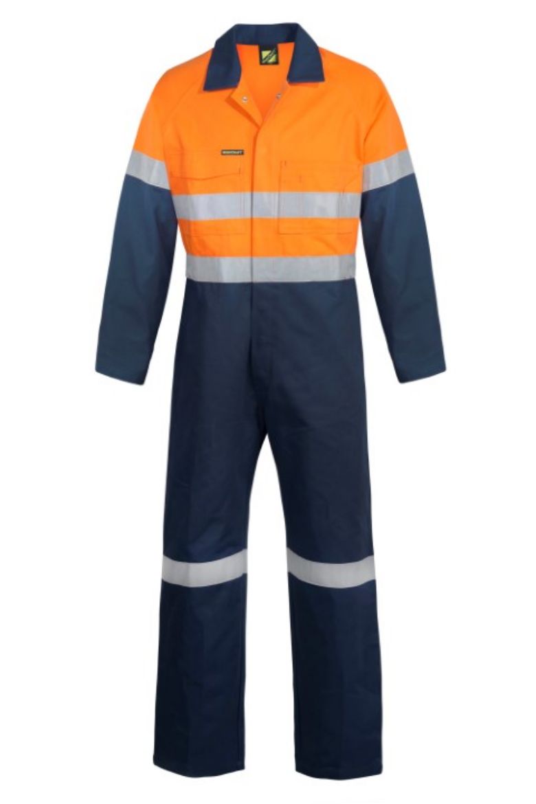 Picture of Work Craft Cotton Drill Coveralls with Reflective Tape 2 Tone
