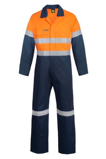 Picture of Work Craft Cotton Drill Coveralls with Reflective Tape 2 Tone