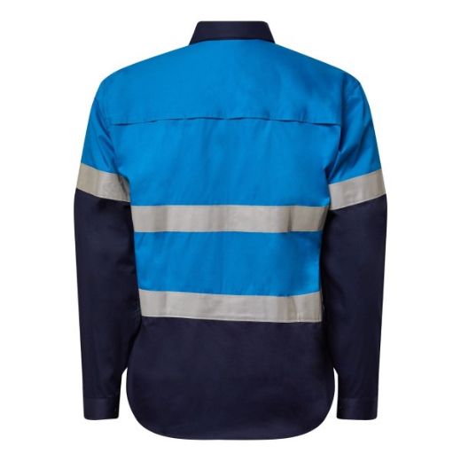 Picture of Work Craft Cotton Drill Shirt Vented Lightweight Long Sleeve with Reflective Tape (Night Use Only)