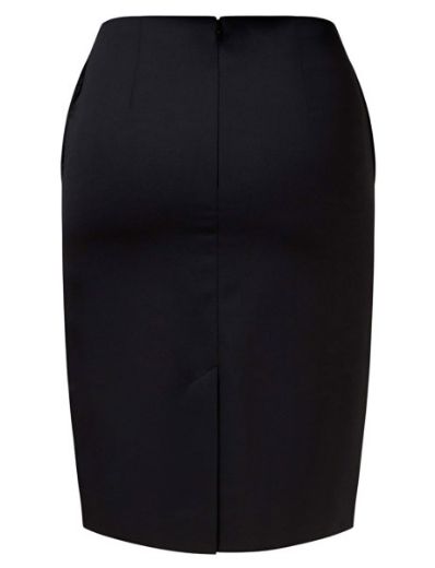 Picture of NNT Ladies Dobby Stretch Panel Pencil Skirt Black
