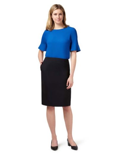 Picture of NNT Ladies Dobby Stretch Panel Pencil Skirt Black