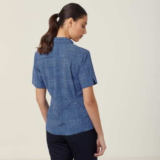 Picture of NNT Ladies Pixel Print Short Sleeve Action Back Shirt