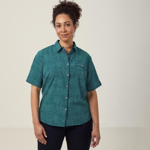 Picture of NNT Ladies Pixel Print Short Sleeve Action Back Shirt