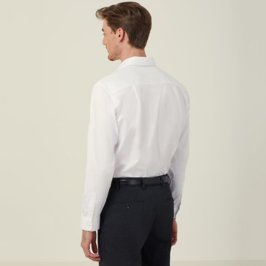 Picture of NNT Mens Stretch Textured Twill Long Sleeve Shirt White