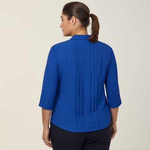 Picture of NNT Ladies 3/4 Sleeve Pleat Detail Blouse Cobalt