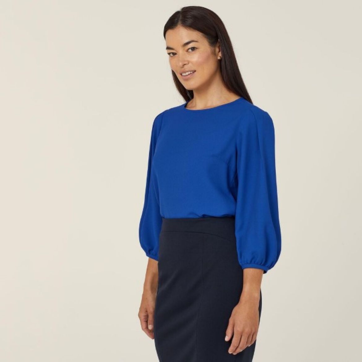 Picture of NNT Ladies French Georgette 3/4 Sleeve Crew Neck Top