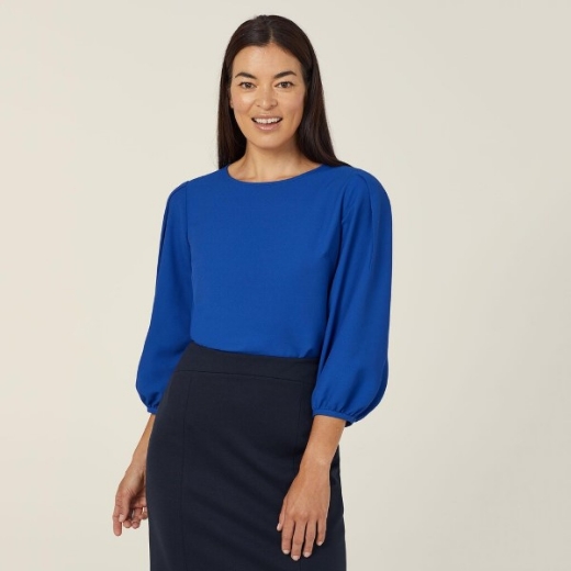 Picture of NNT Ladies French Georgette 3/4 Sleeve Crew Neck Top