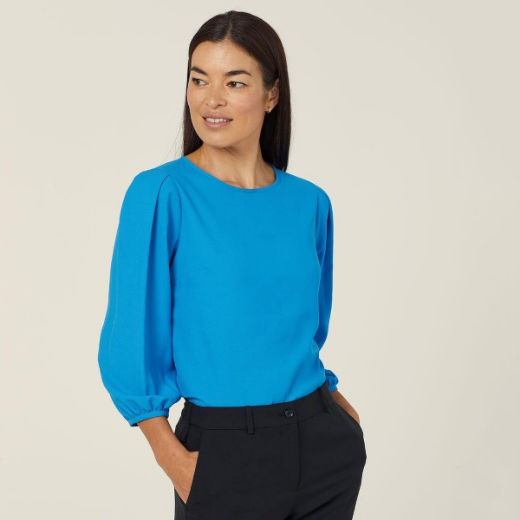 Picture of NNT Ladies French Georgette 3/4 Sleeve Crew Neck Top