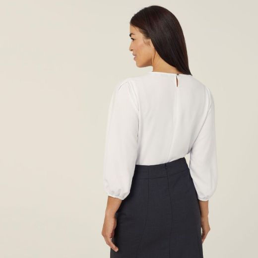 Picture of NNT Ladies French Georgette 3/4 Sleeve Crew Neck Top