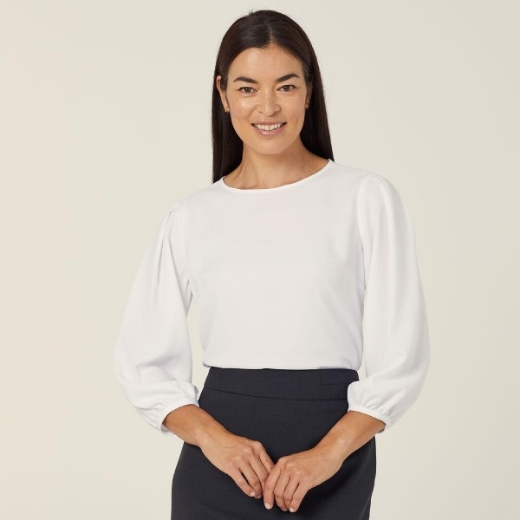 Picture of NNT Ladies French Georgette 3/4 Sleeve Crew Neck Top