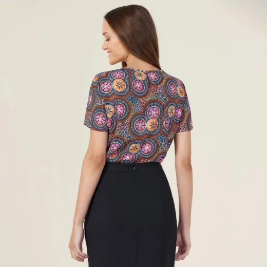 Picture of NNT Ladies Polyester Print Bush Tucker Indigenous Blouse