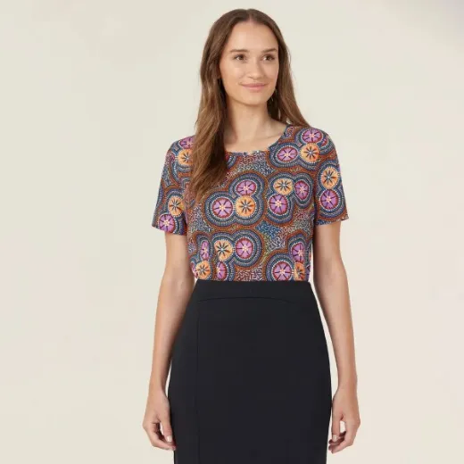 Picture of NNT Ladies Polyester Print Bush Tucker Indigenous Blouse