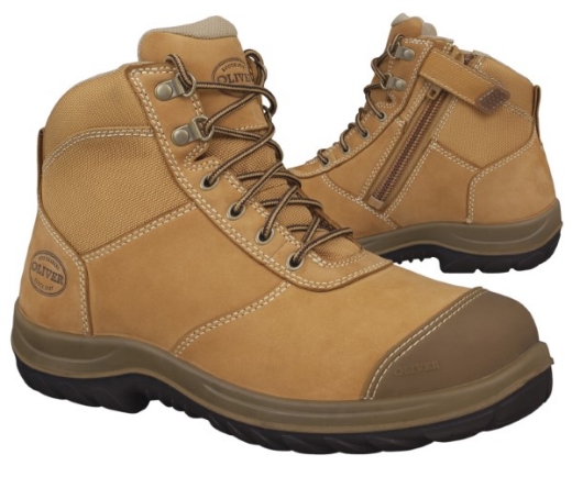 Picture of Oliver Mid Cut Lace Up Zip Sided Boot Wheat