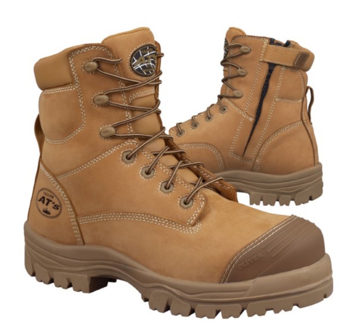 Picture of Oliver At's Lace up Zip Side Boot Composite Toe Cap Wheat