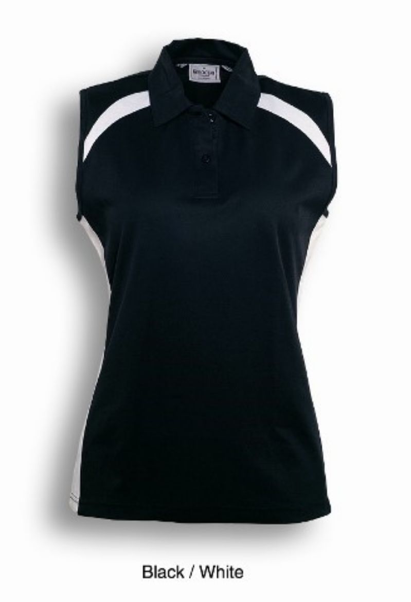 Picture of Bocini Ladies Team Essentials Ladies Sleeveless Contrast Polo