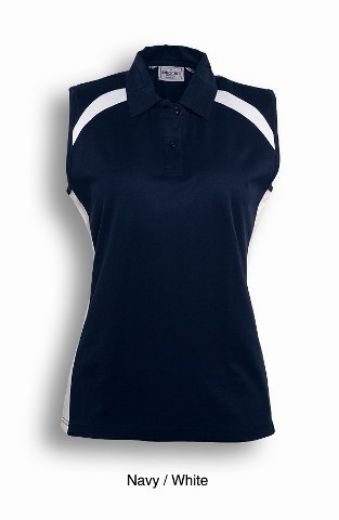 Picture of Bocini Ladies Team Essentials Ladies Sleeveless Contrast Polo