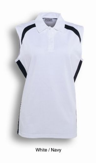 Picture of Bocini Ladies Team Essentials Ladies Sleeveless Contrast Polo