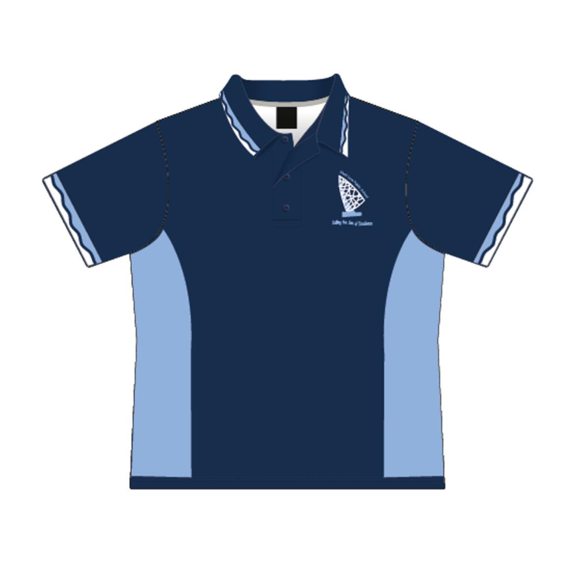 Picture of Sub Navy Polo Shirt Short Sleeve with Custom Collar & Cuff Including Shell Cove PS Embroided Logo