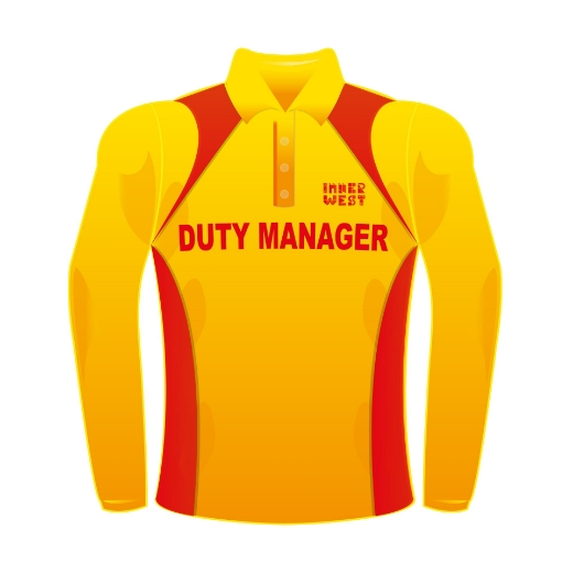 Picture of Polo Shirt Ladies Long Sleeve Gold Body Red Panels - Duty Manager