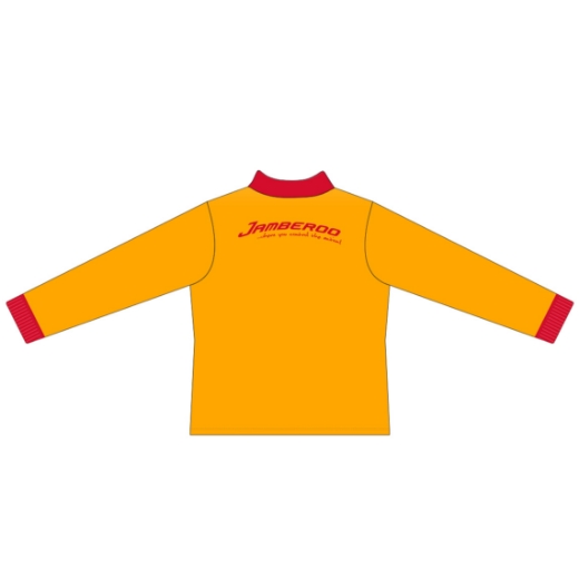 Picture of Sublimated Polo Shirt Long Sleeve with Knitted Cuff Gold/Red