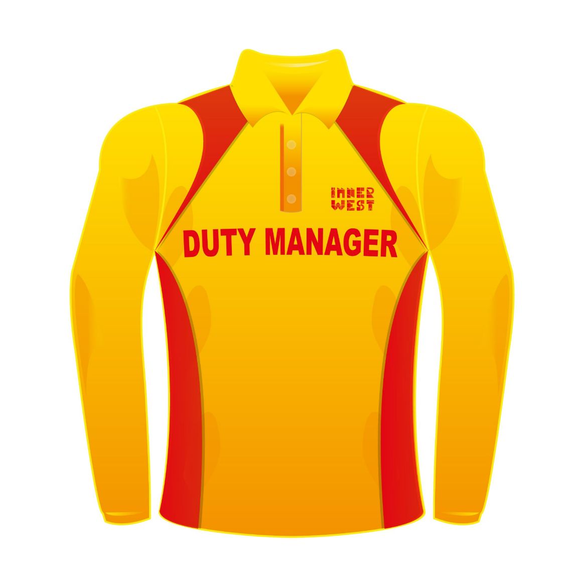 Picture of Polo Shirt Mens Long Sleeve Gold Body Red Panels - Duty Manager