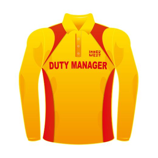 Picture of Polo Shirt Mens Long Sleeve Gold Body Red Panels - Duty Manager