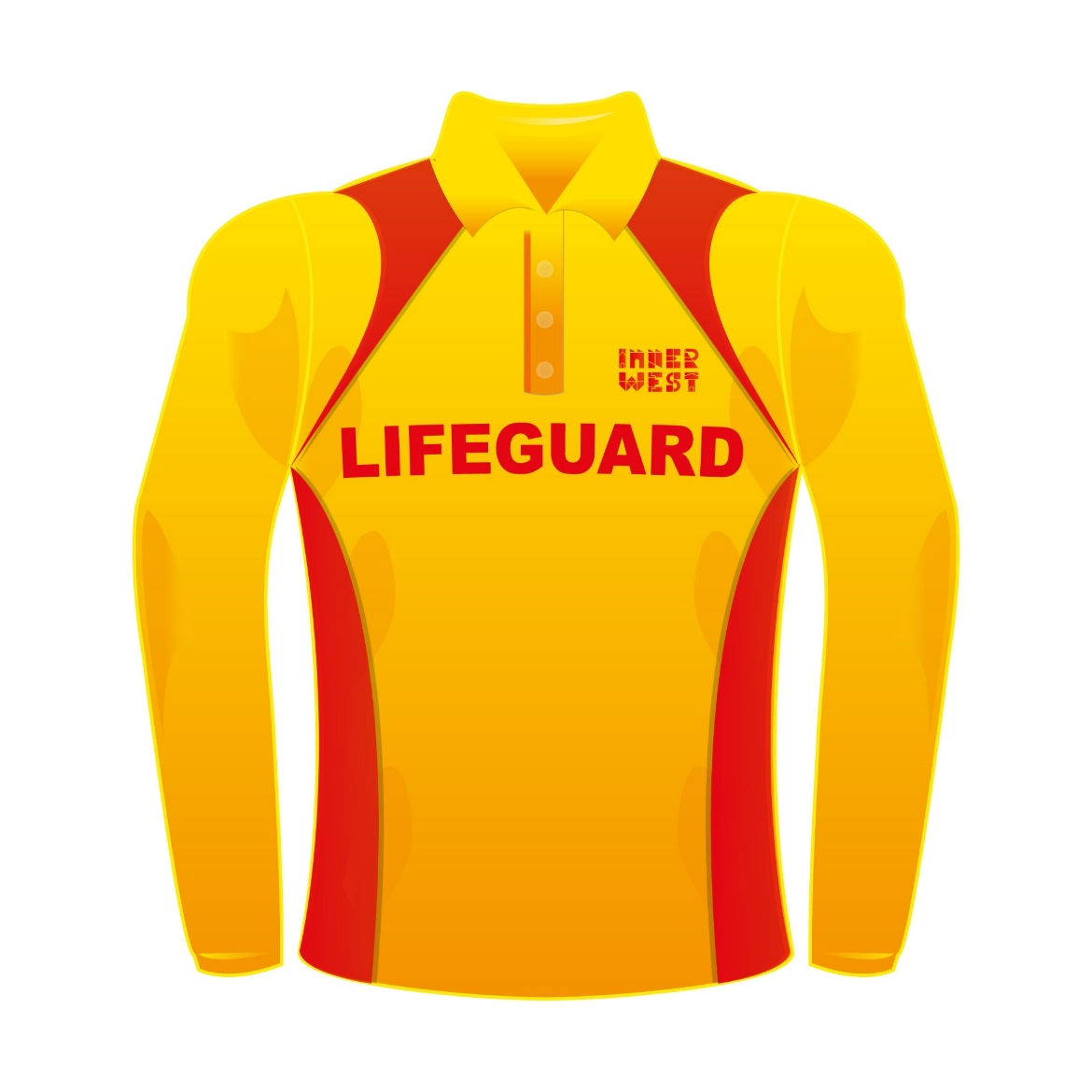 Picture of Polo Shirt Mens Long Sleeve Gold Body Red Panels - Lifeguard
