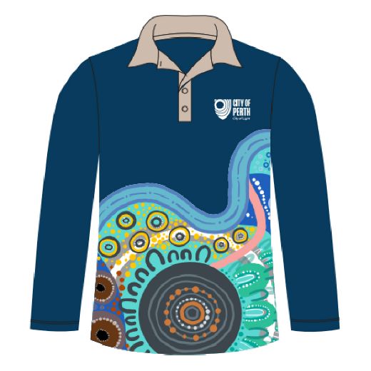 Picture of Sublimated Ladies Polo Shirt Long Sleeve Ngalang Boorloo Design