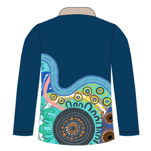 Picture of Sublimated Ladies Polo Shirt Long Sleeve Ngalang Boorloo Design