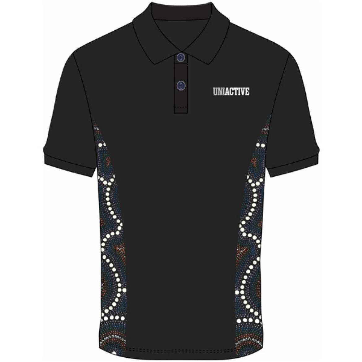 Picture of Indigenous Sublimated Cotton Polo including embroided Logos Front & Back