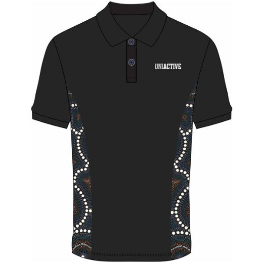 Picture of Indigenous Sublimated Cotton Polo including embroided Logos Front & Back