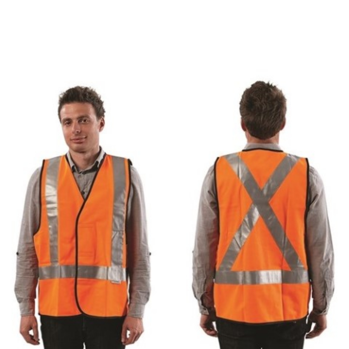 Picture of Pro Choice Safety Vest Nylon X Pattern Reflective Tape Orange