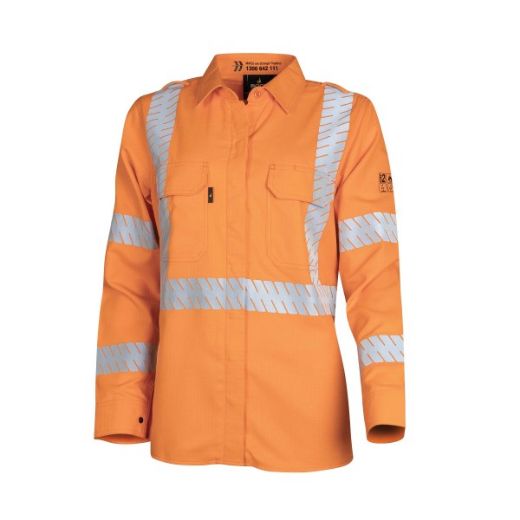 Picture of BOOL Ladies Parvotex® Inherent Fire Retardant L/S Shirt with Segmented Tape, Nylon Stud Closure. Rated to PPE 2 - 8.6 cal/cm2