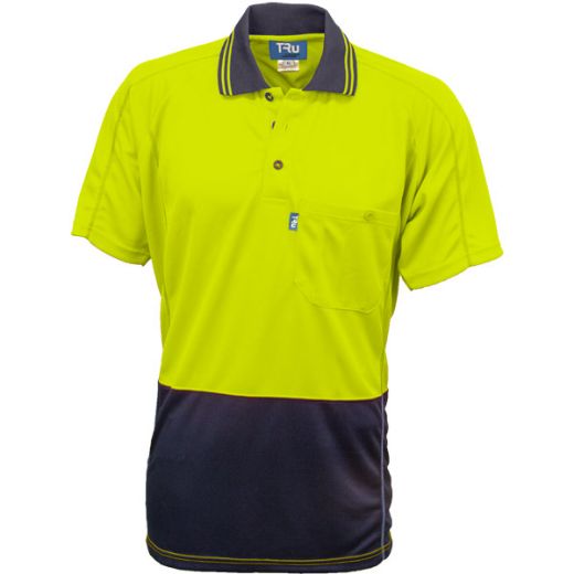 Picture of TRU Mens Micromesh Hi Vis Two Tone Polo Short Sleeve